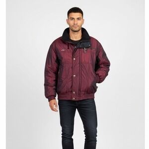 VTG 80s 90s Descente Ski Jacket Iridescent Burgundy Men's Medium Hooded